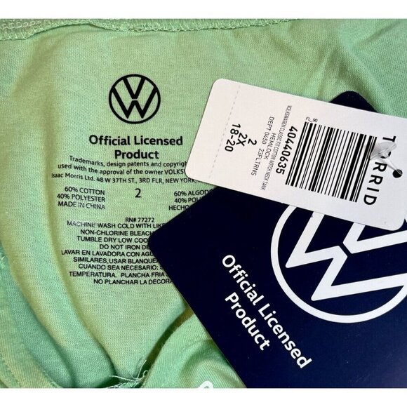 Volkswagen Torrid Plus 2 Green VW Bug Car Journey Graphic Split Neck Tank Top - Picture 5 of 5